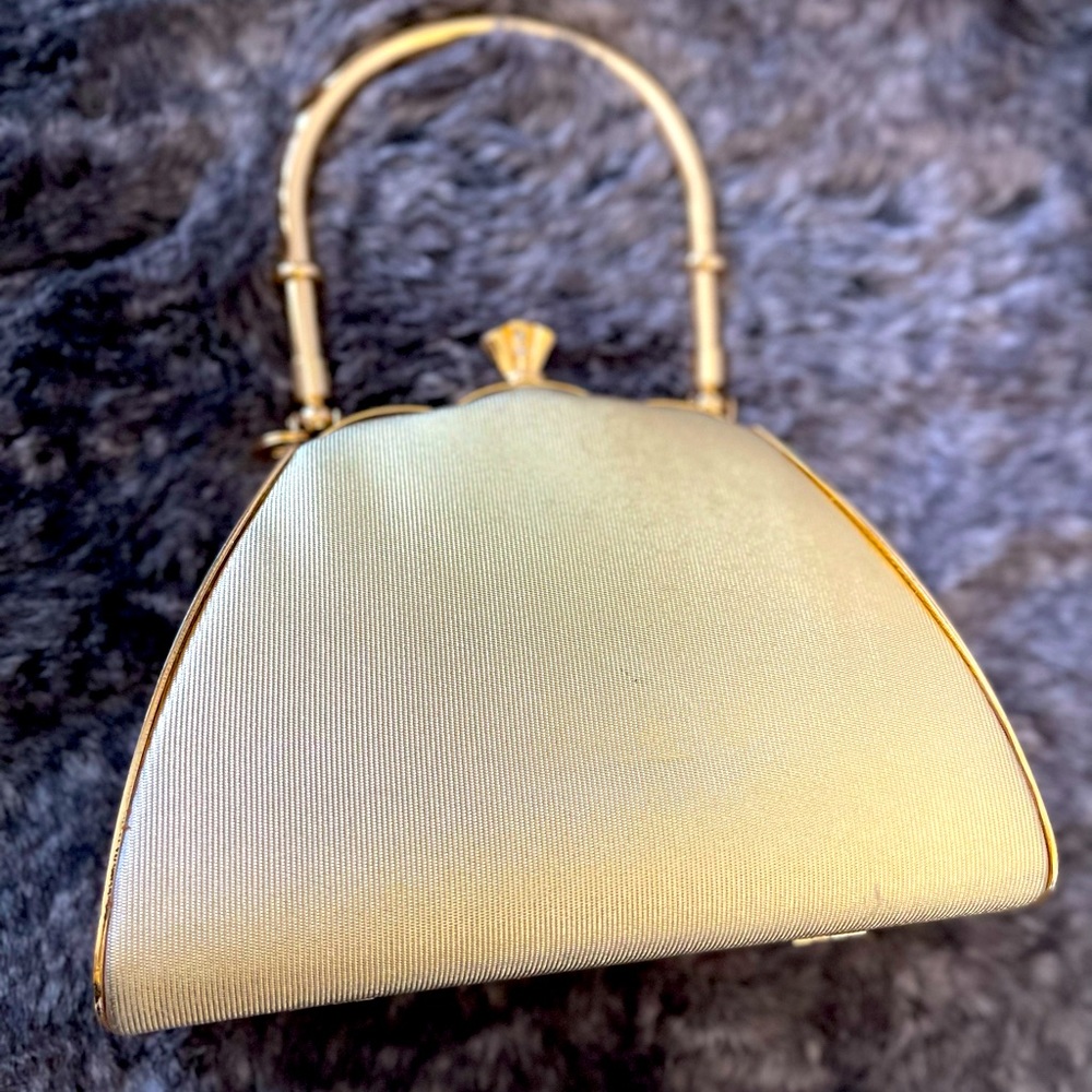 Gold Mini Top-Handle Handbag - Vintage-Inspired Evening Bag